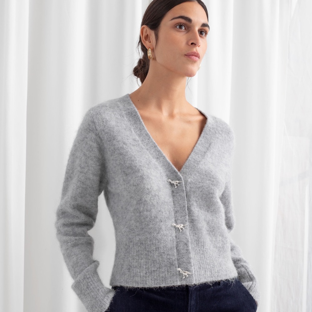 & other stories dinosaur button knit cardigan